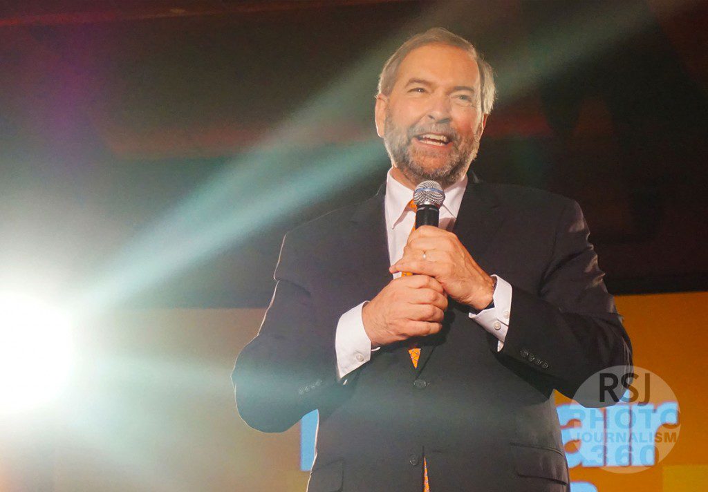 NDP Leader Thomas Mulcair assembles party supporters at the final campaign rally at the Westin Harbour Castle on Oct. 18.